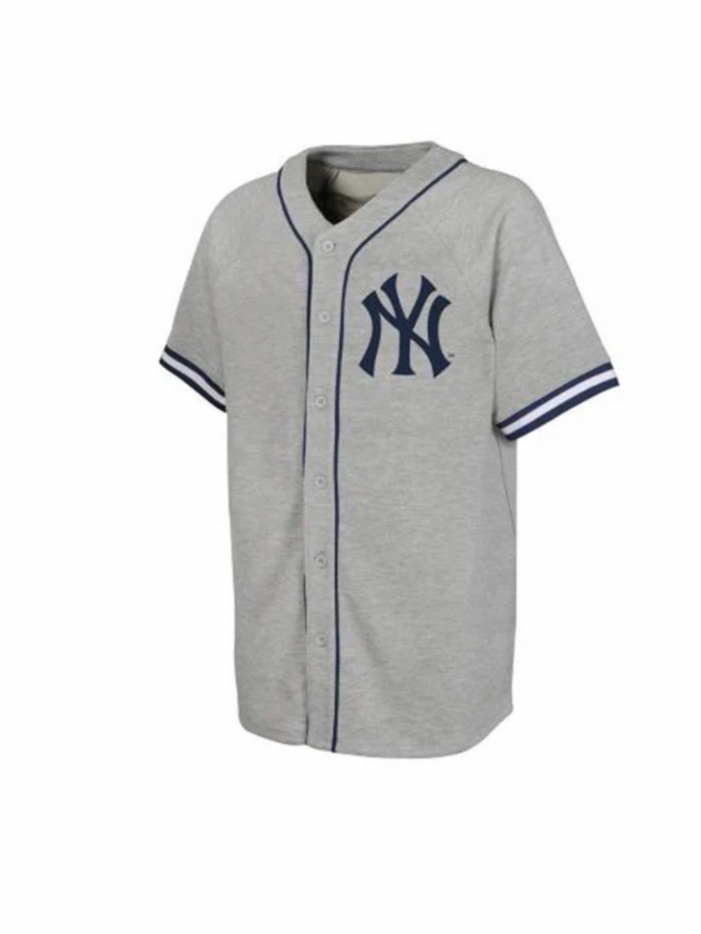 Youth Gray New York Baseball Jersey with Navy Trim
